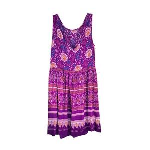 MINKPINK Purple Floral Midi Dress Women’s Small Sleeveless Boho